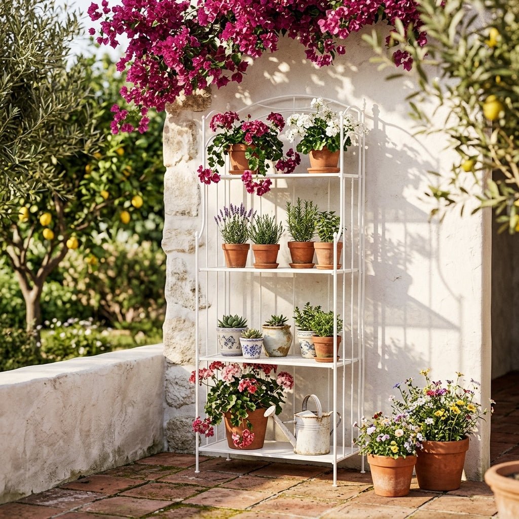 Estante de Ferro com Folhas Branca REVIVAL - Gato Preto