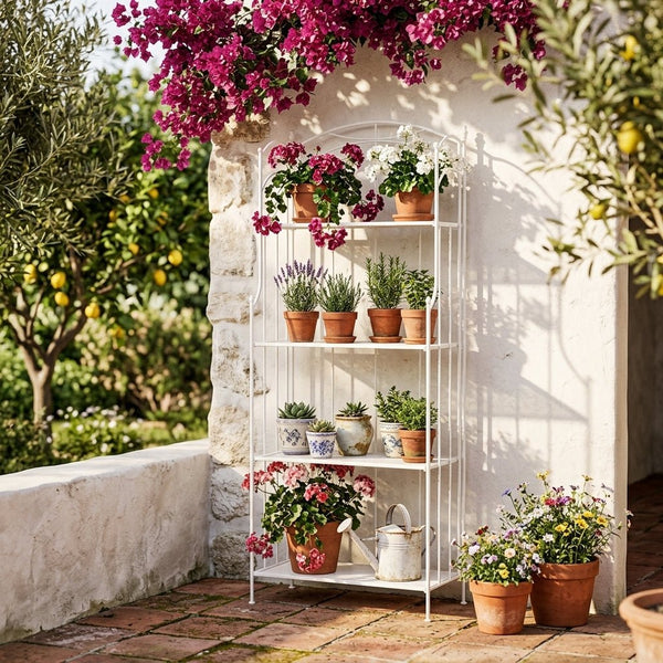 Estante de Ferro com Folhas Branca REVIVAL - Gato Preto