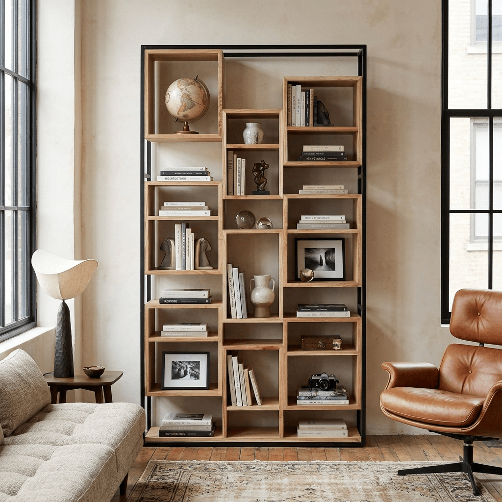Estante Madeira e Metal 110x27x195 cm - Gato Preto