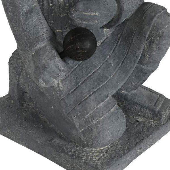 Estátua Guerreiro Zen Decorativa 78 cm - Gato Preto