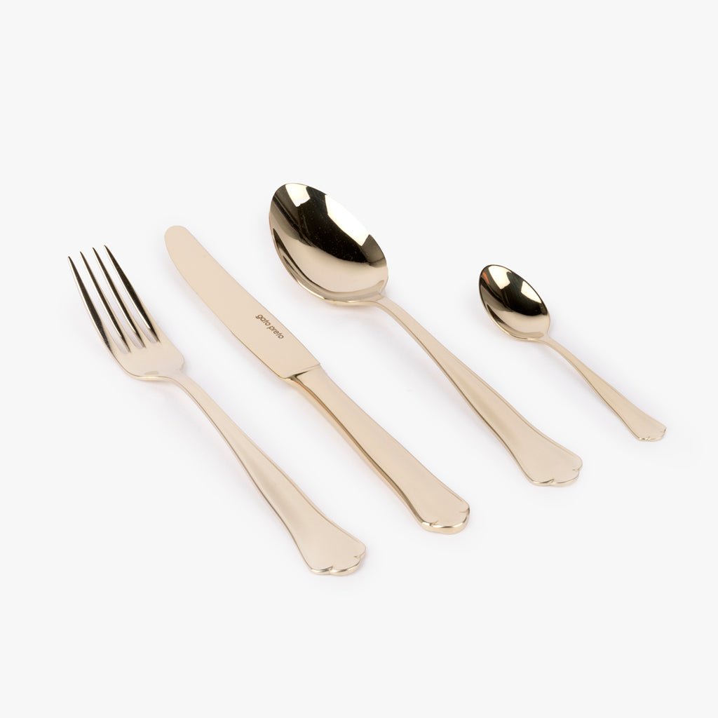 Faqueiro de 24 peças em Aço Inox Dourado MARIE - Gato Preto