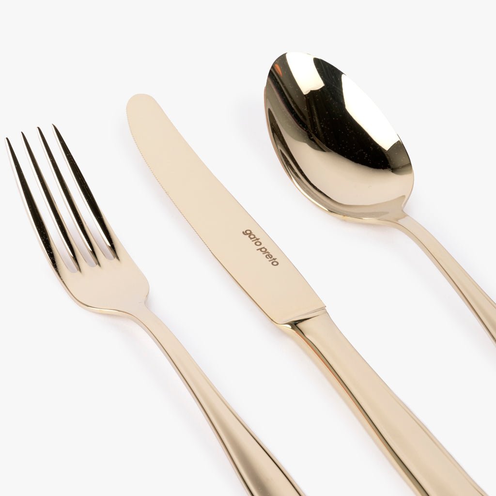 Faqueiro de 24 peças em Aço Inox Dourado MARIE - Gato Preto