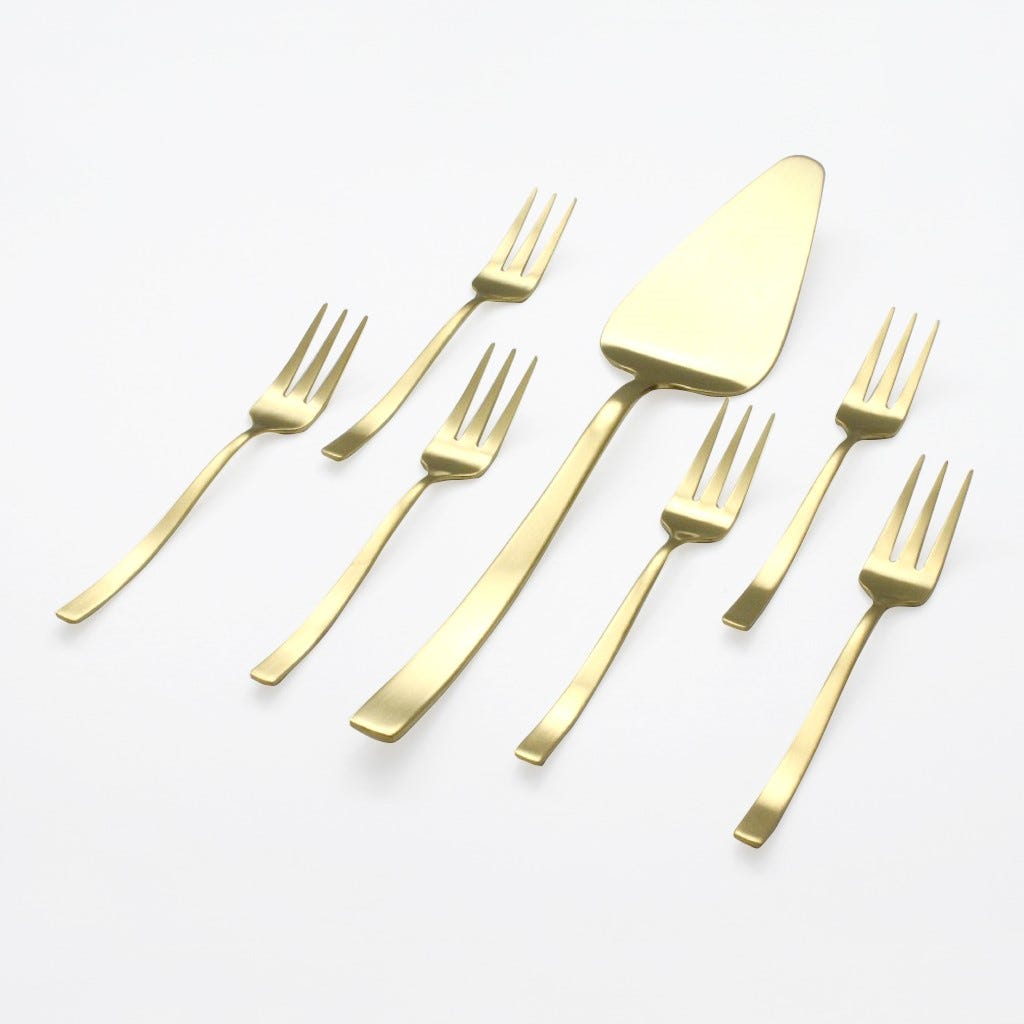 Faqueiro de 7 peças Bolo Dourado HOTEL - Gato Preto