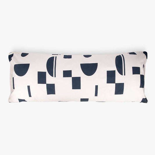 Fronha Almofada Dormir Geométrica Azul e Branco 45x155 BREDA - Gato Preto