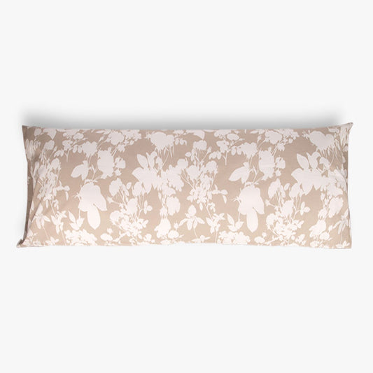 Fronha para Almofada de Dormir Flores Bege e Branco 45x155 CAMÉLIA - Gato Preto