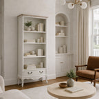 Classic White Bookcase with three shelves and one drawer VERSAILLES