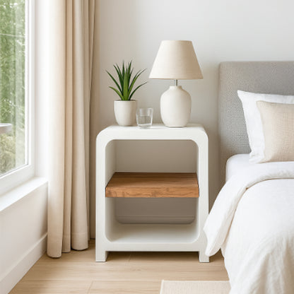 Mesa de cabeceira Branca com Madeira ZENA