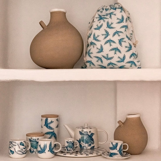 Saco de pão algodão pássaro azul BLUE BIRD