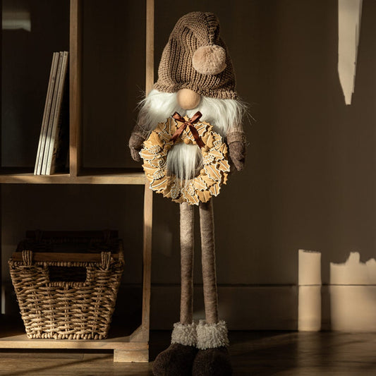 Gnomo con corona beige 87cm NEW BRIGHT