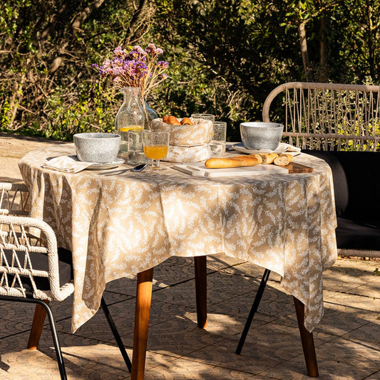 Nappe coton fleurs beige 150x250cm GARDEN MEMORIES