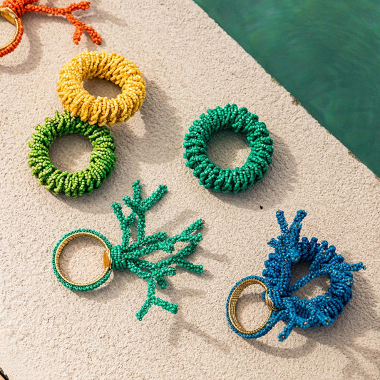 Green bead napkin ring BEAD