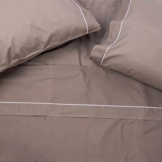Drap plat gris percale - Lit 140/160 (240x280cm) SAMOA