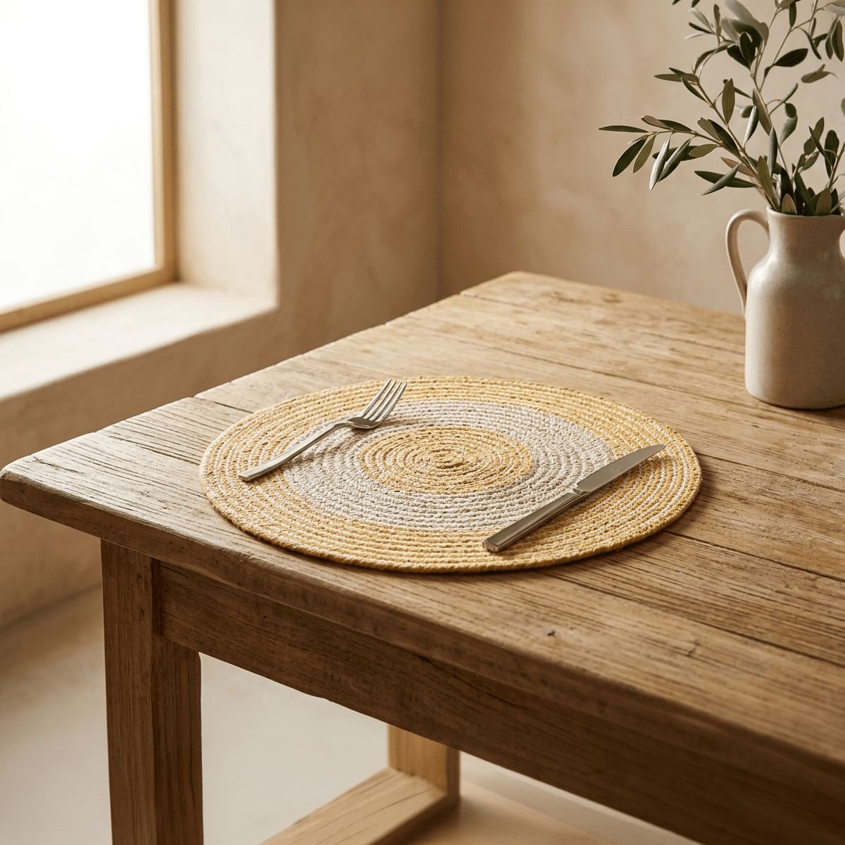 Individual Algodão Amarelo/Bege D40 - Gato Preto