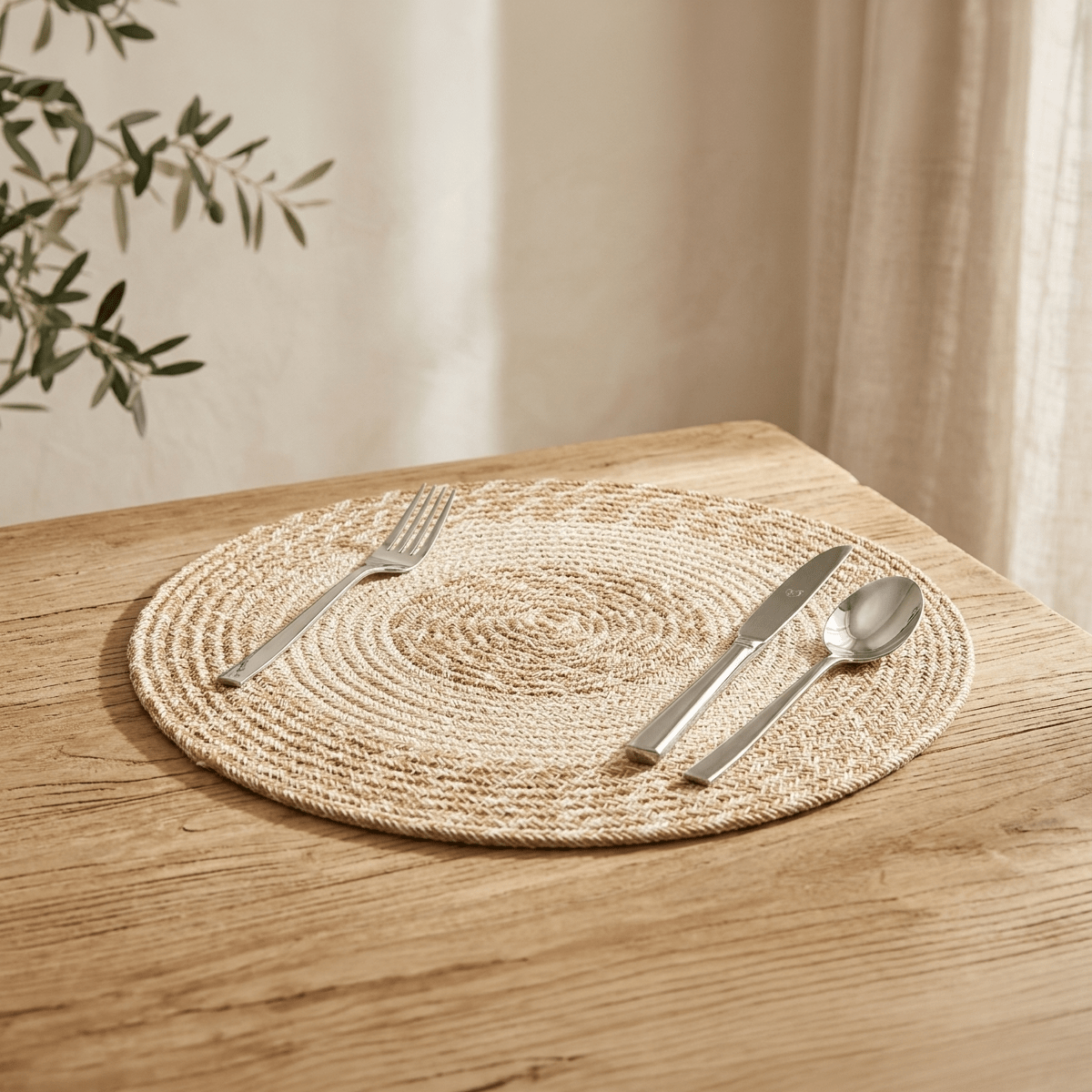 Individual Algodão Bege/Branco D40 - Gato Preto