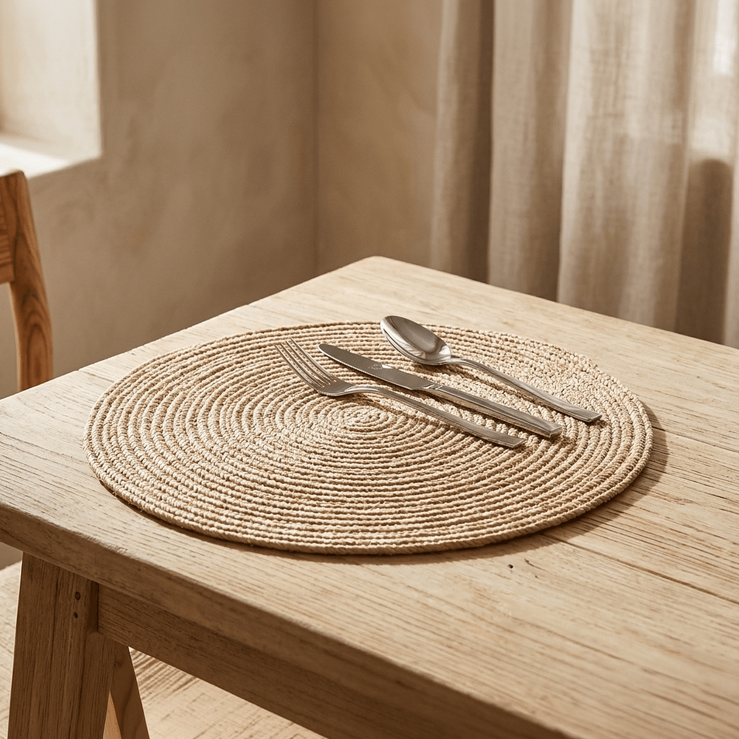 Individual Algodão Riscas Bege D40 - Gato Preto