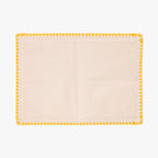 Individual de Algodão Bege com Bordado Amarelo PORTOBELLO - Gato Preto