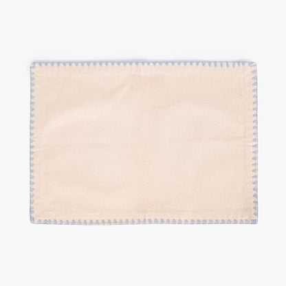 Individual de Algodão Bege com Bordado Azul PORTOBELLO - Gato Preto