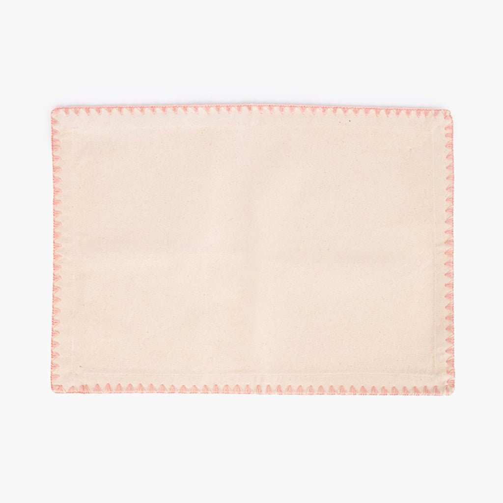 Individual de Algodão Bege com Bordado Rosa PORTOBELLO - Gato Preto