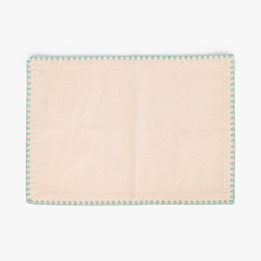 Individual de Algodão Bege com Bordado Verde PORTOBELLO - Gato Preto