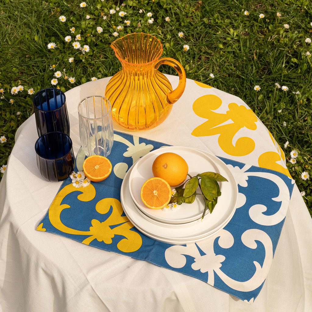 Individual de Algodão Reversível AZULEJO - Gato Preto