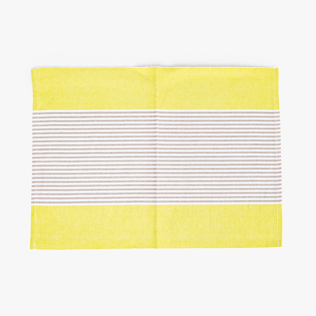 Individual de Algodão Riscas Amarelo e Bege 30x50 KERALA - Gato Preto