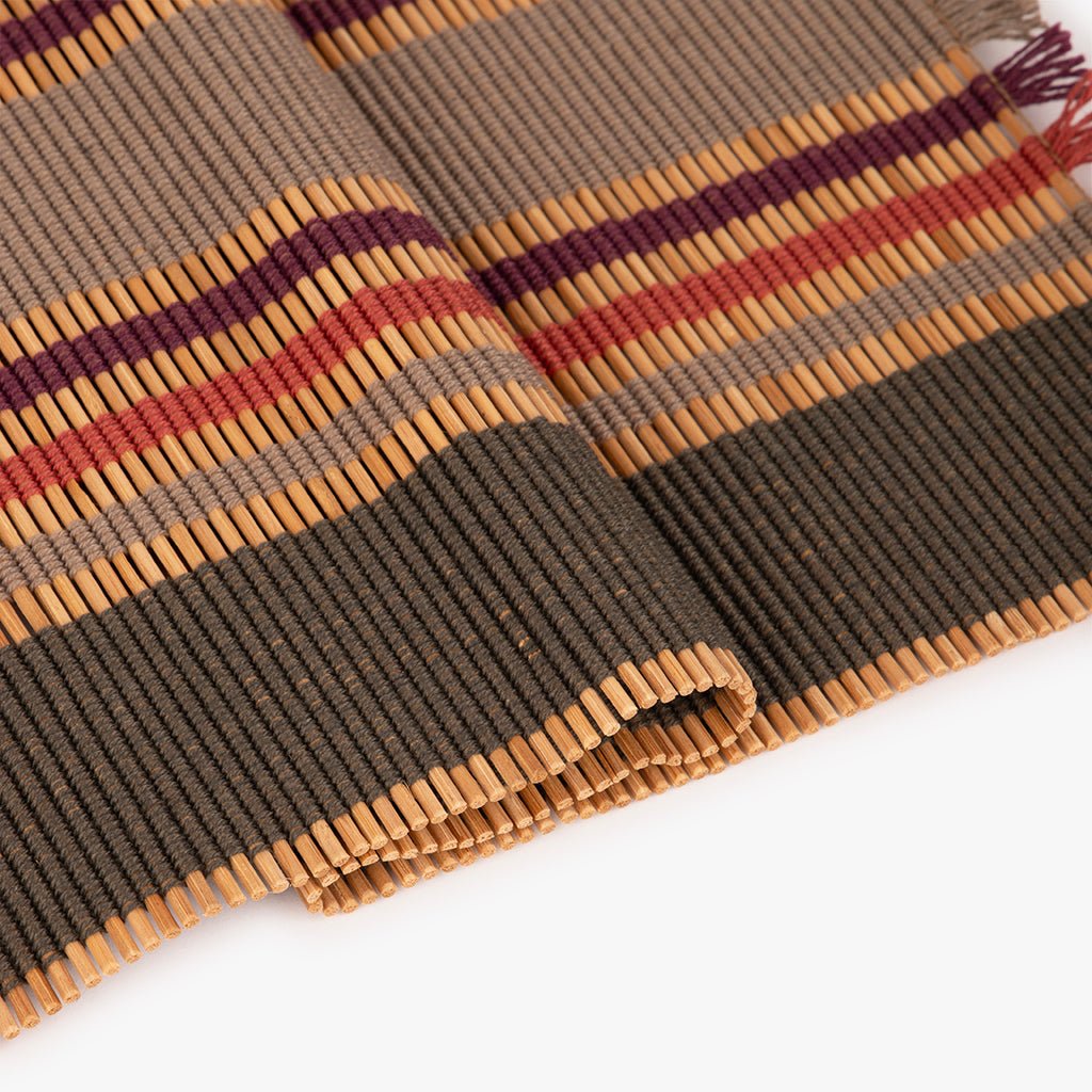 Individual Franjas Bordô e Natural INDO - Gato Preto