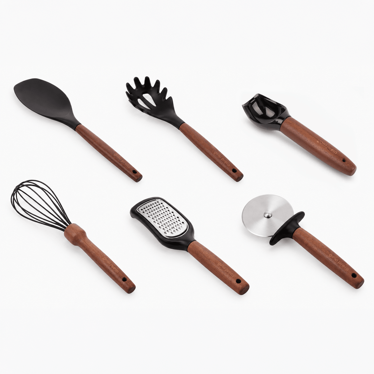 Kit Utensílios — 6 Peças | ALL BLACK - Gato Preto