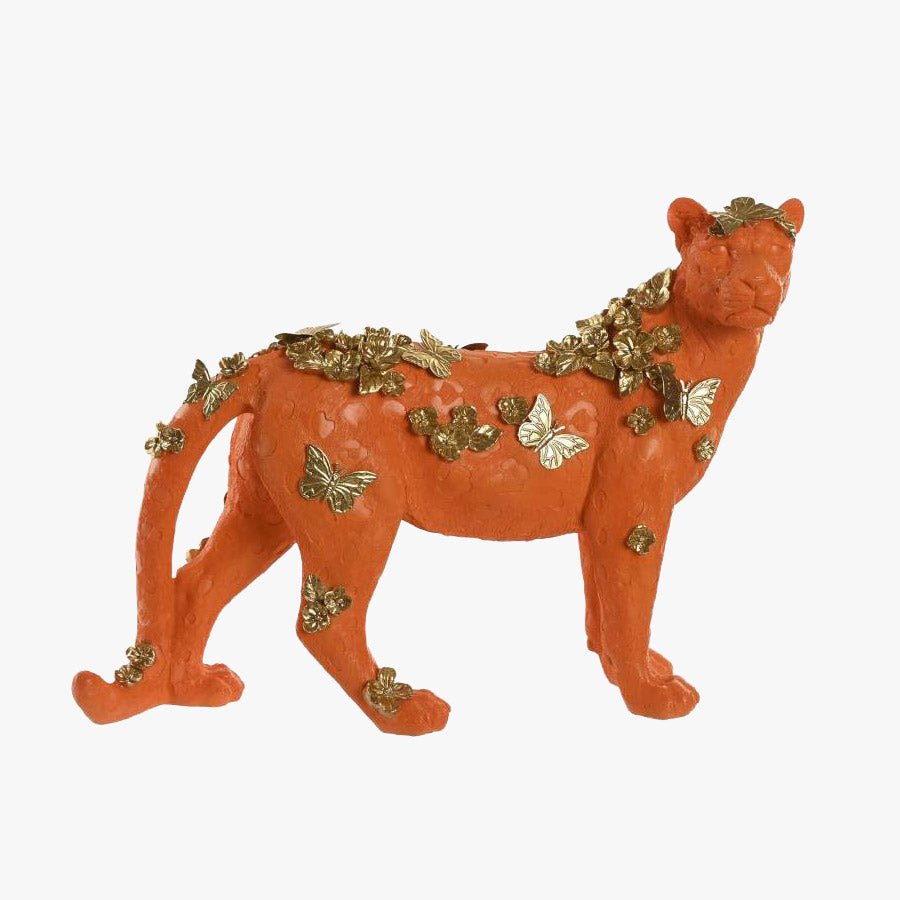 Leopardo Laranja Decorativo em Resina WILD — Gato Preto