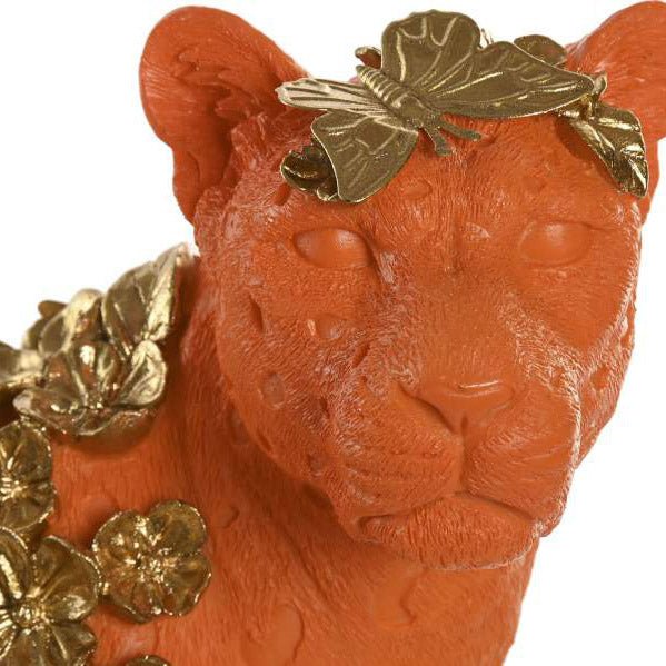 Leopardo Laranja Decorativo em Resina WILD — Gato Preto
