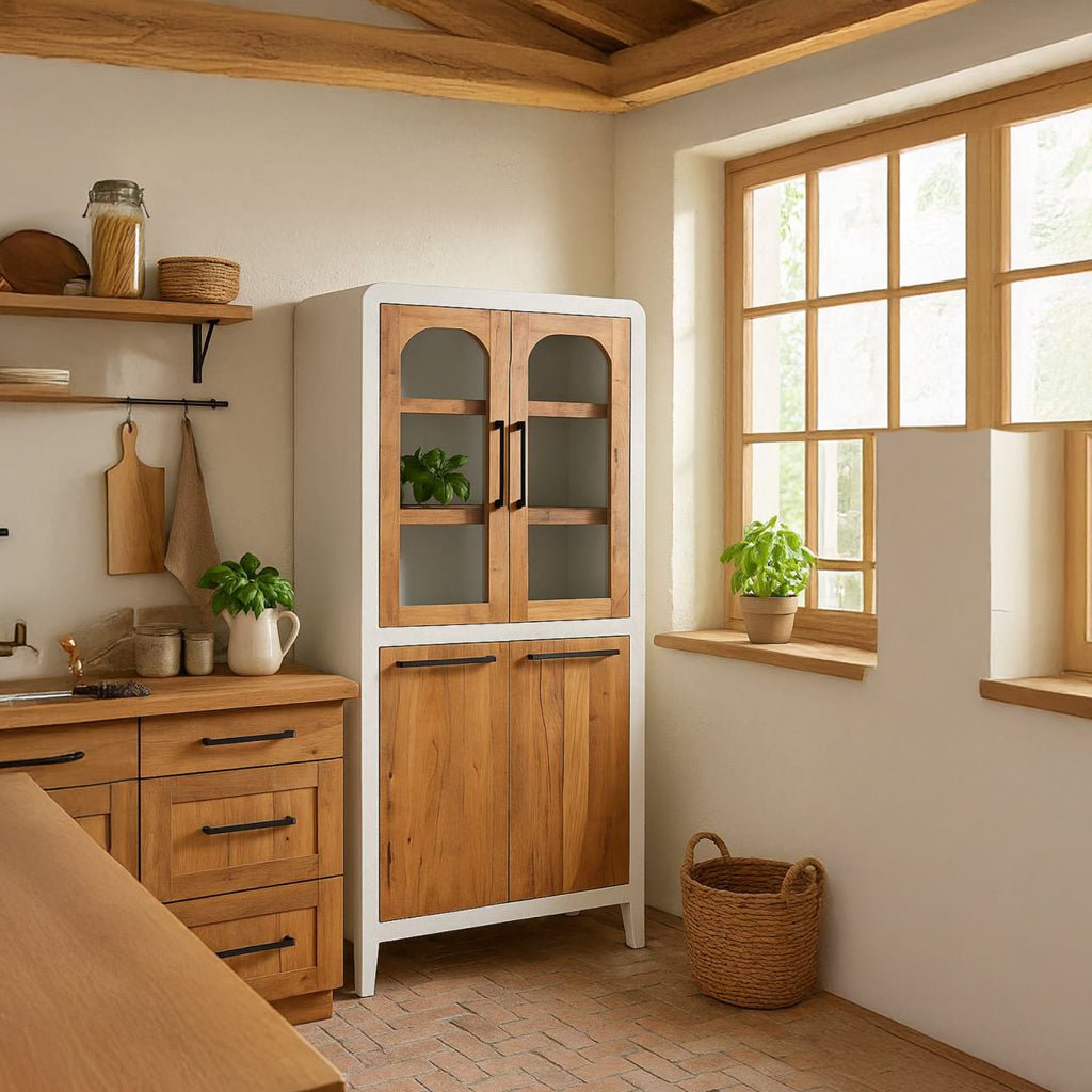 Louceiro com Quatro Portas Branco com Madeira ZENA - Gato Preto