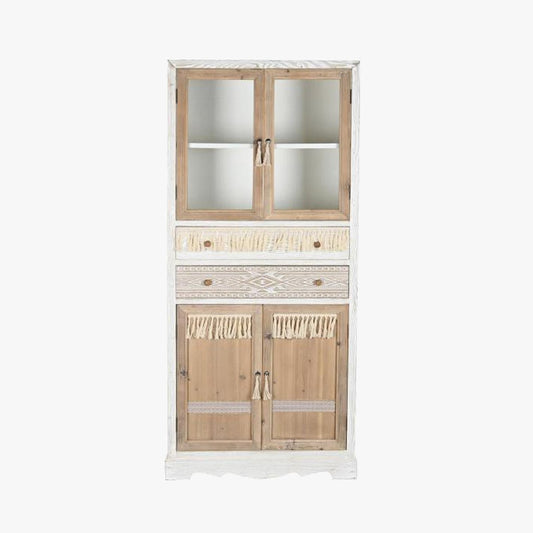 Louceiro com Quatro Portas e Duas Gavetas Branco com Madeira ZENA - Gato Preto