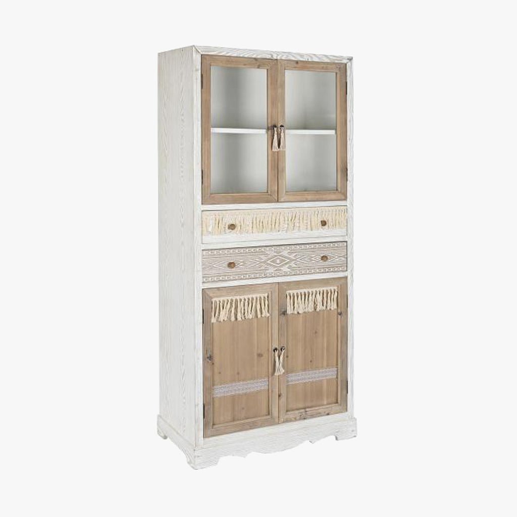 Louceiro com Quatro Portas e Duas Gavetas Branco com Madeira ZENA - Gato Preto