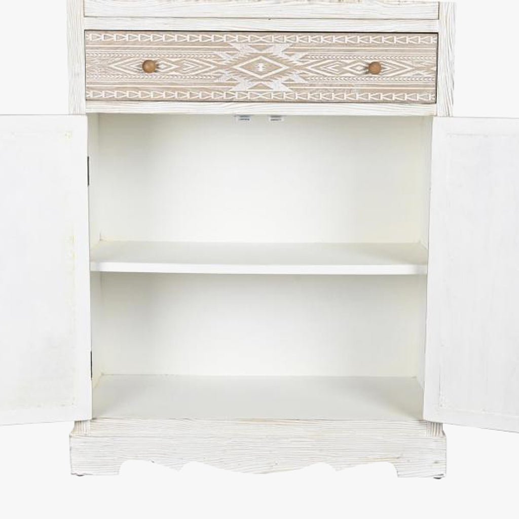 Louceiro com Quatro Portas e Duas Gavetas Branco com Madeira ZENA - Gato Preto