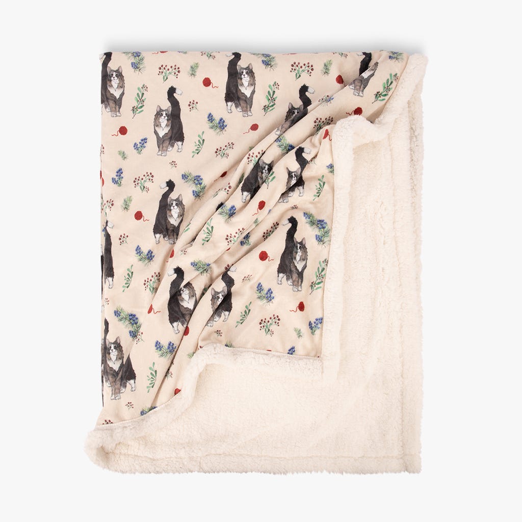 Manta com Sherpa Furry Cat COZY - Gato Preto