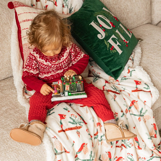 Manta com Sherpa Winter Birds COZY - Gato Preto