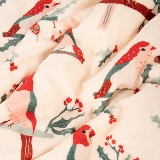 Manta com Sherpa Winter Birds COZY - Gato Preto