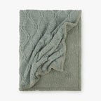 Manta de Tricot Trançando com Sherpa Verde ALASKA - Gato Preto