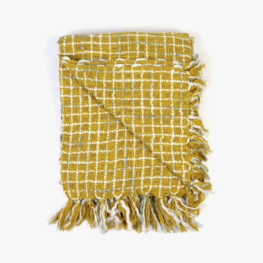 Manta Mescla com Franjas Ocre 4EVERYDAY - Gato Preto