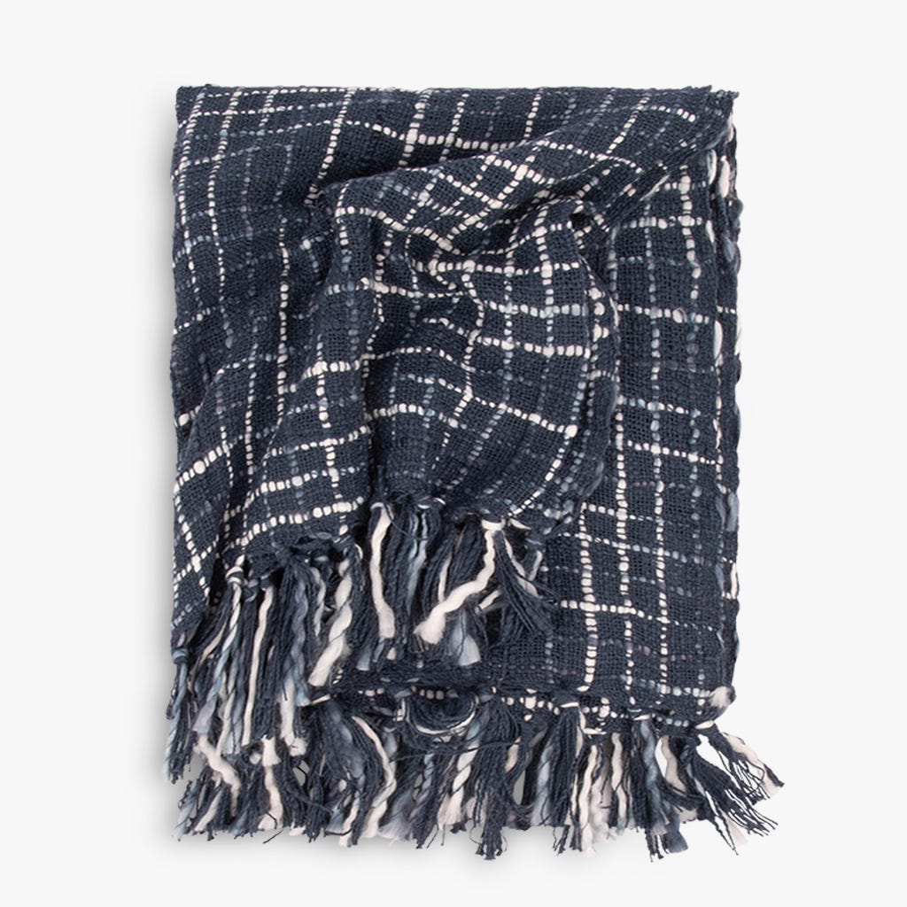 Manta Mescla com Franjas Turquesa Escuro 4EVERYDAY - Gato Preto