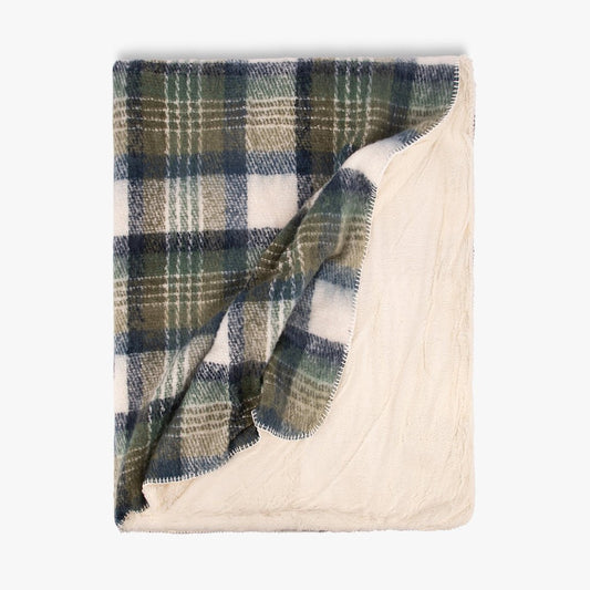 Manta Xadrez com Pêlo Verde e Azul ALASKA - Gato Preto