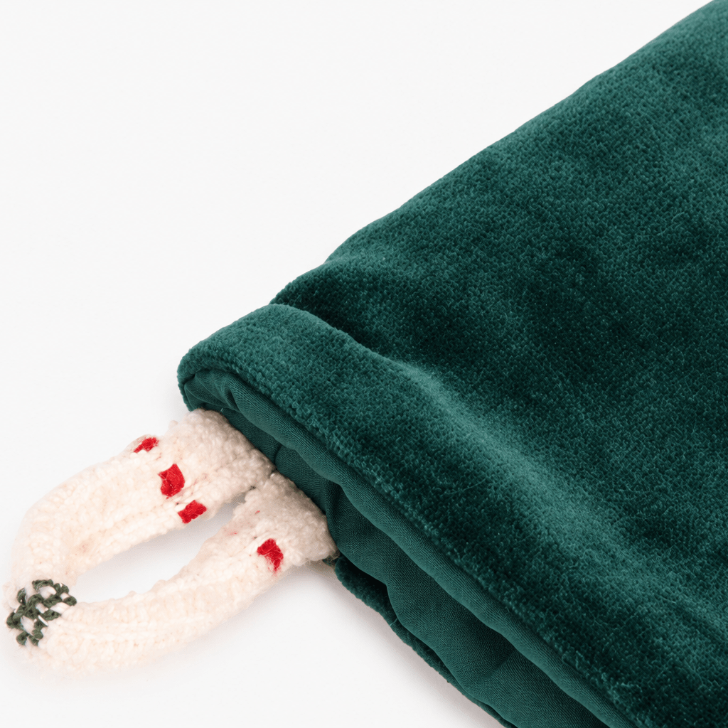 Meia de Natal com Riscas Verde COZY - Gato Preto