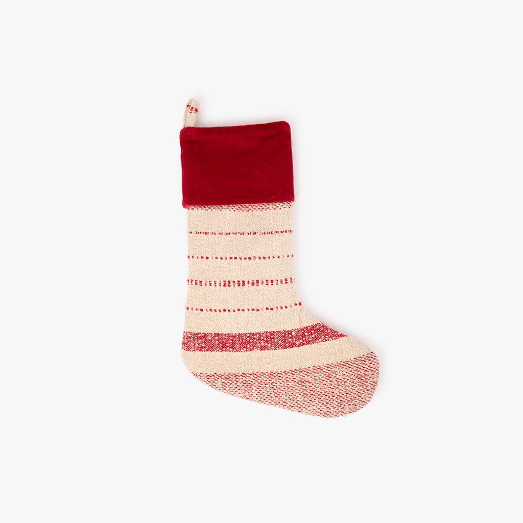 Meia de Natal com Riscas Vermelhas COZY - Gato Preto