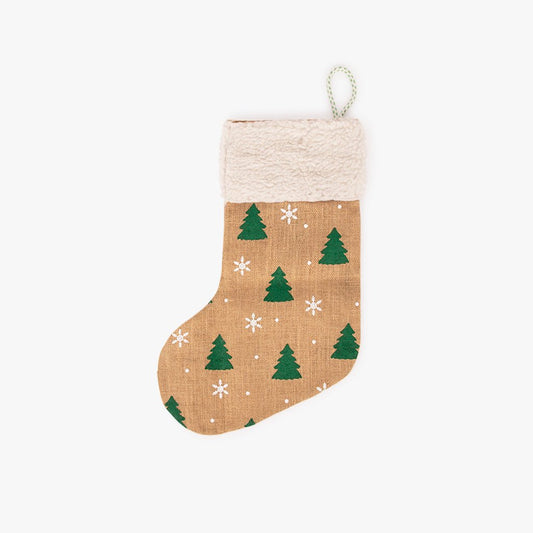 Meia de natal Juta com pinheiros 50cm COZY - Gato Preto