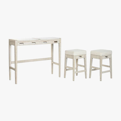 Mesa Alta Madeira e Mármore com bancos ENLACE - Gato Preto