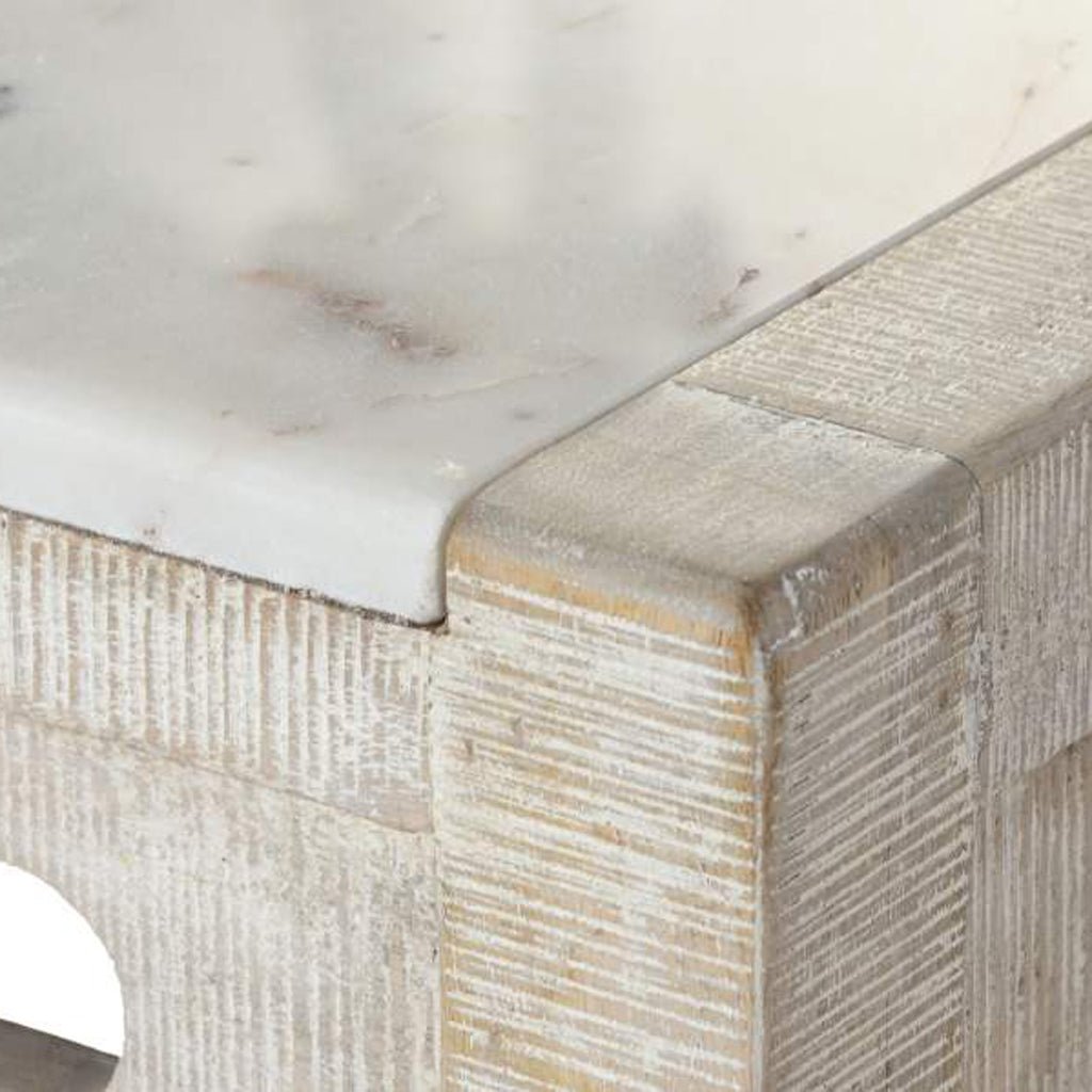 Mesa Alta Madeira e Mármore com bancos ENLACE - Gato Preto