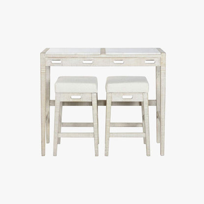 Mesa Alta Madeira e Mármore com bancos ENLACE - Gato Preto