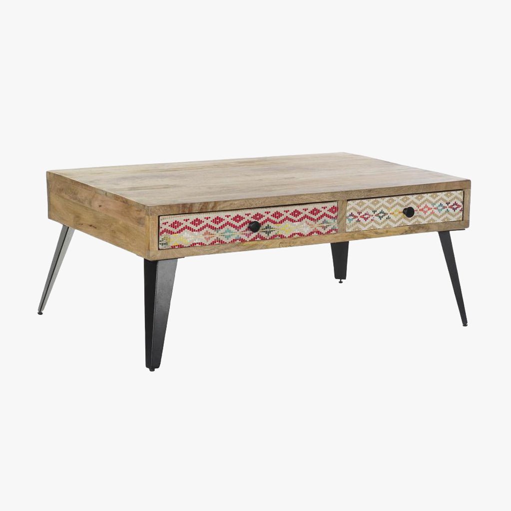 Mesa Centro Duas Gavetas Padrao Colorido 110x70x46 JASMIN - Gato Preto