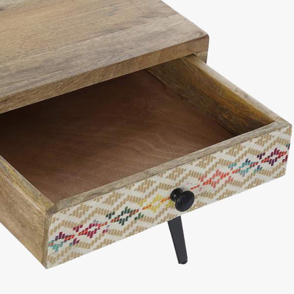 Mesa Centro Duas Gavetas Padrao Colorido 110x70x46 JASMIN - Gato Preto