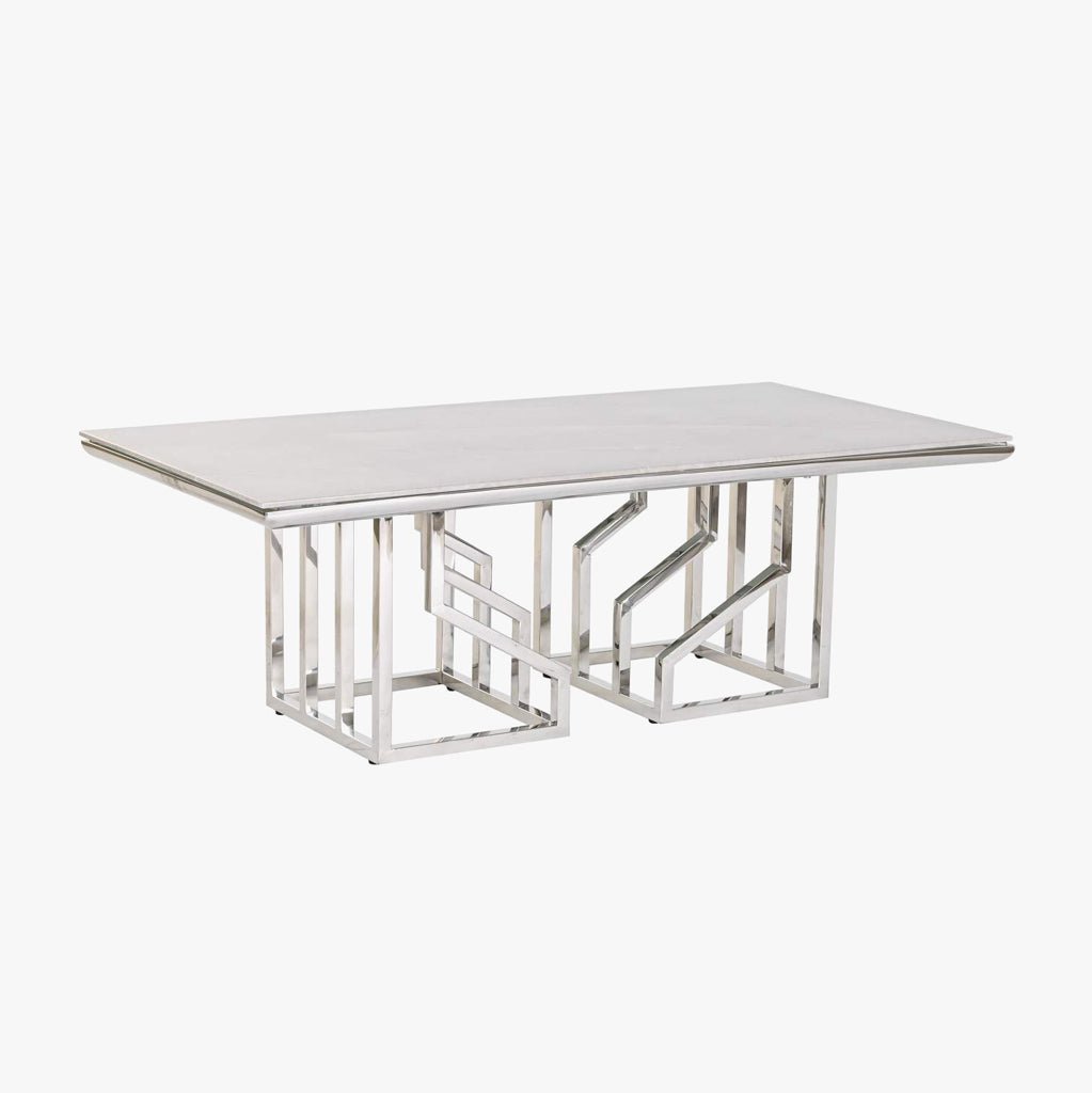 Mesa Centro Tampo Efeito Mármore e Estrutura Metálica | 120x60x40 cm | PRISMA - Gato Preto