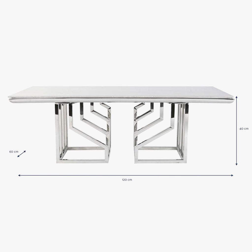 Mesa Centro Tampo Efeito Mármore e Estrutura Metálica | 120x60x40 cm | PRISMA - Gato Preto